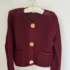 Zara Burgundy Knit Cardigan - Small
